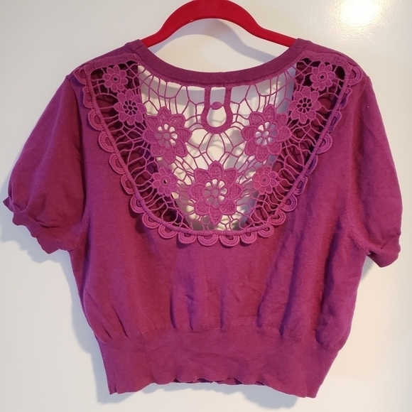 TORRID PINK CROP TOP WITH CROCHET TRIM - Picture 2 of 6